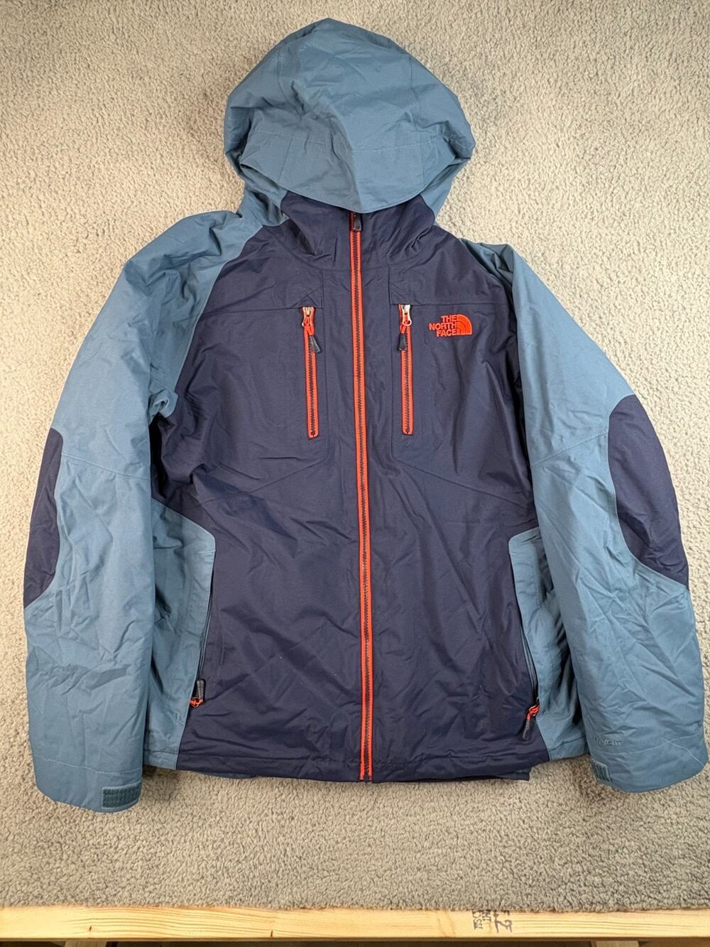 The North Face HyVent Ski Jacket Men's Size XL Blue Hooded Waterproof Winterwear